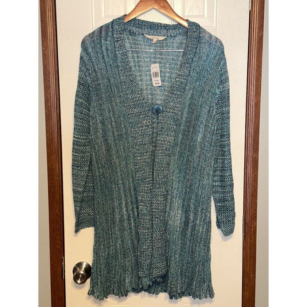 NWT Krazy Kat Turquoise Button Feont Cardigan Sweater Size XL